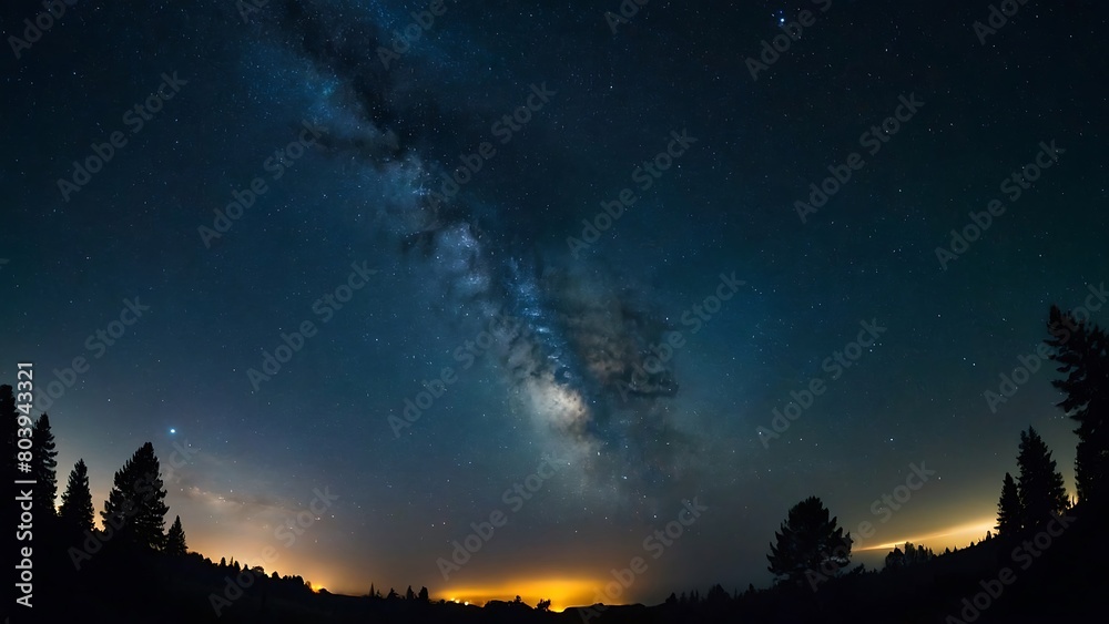 Fototapeta premium time clouds over the city Starry Night Celestial Symphony