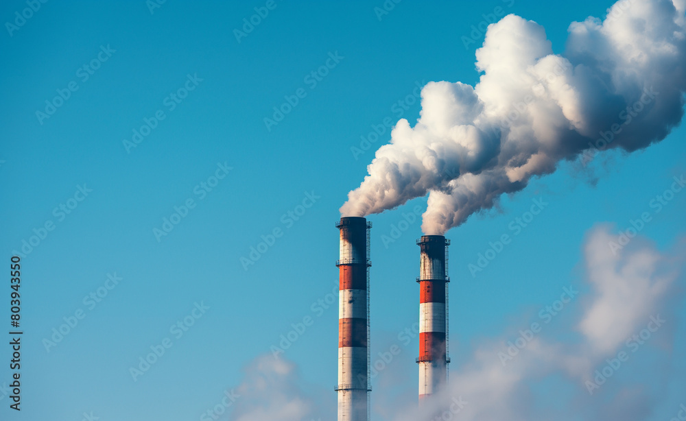 Industrial Impact: Power Plant with Smoking Chimneys Industrial Impact: Power Plant with Smoking Chimneys
