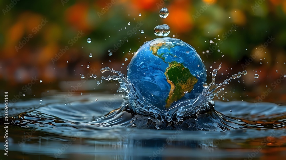 Impactful Earth: Globe Engulfed in Chaotic Water Splashes Impactful Earth: Globe Engulfed in Chaotic Water Splashes