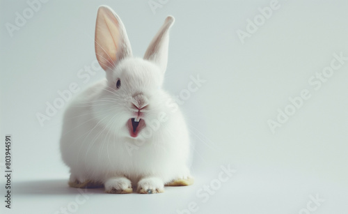 Easter Joy  Smiling White Rabbit Isolated on Background