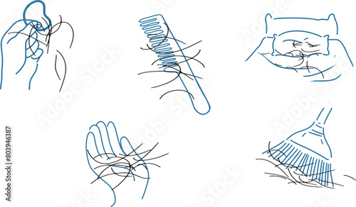 Hand-drawn sketch of a hair fall