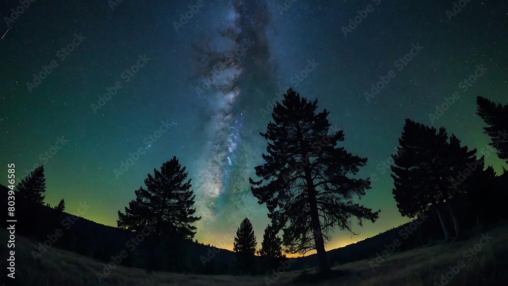 Fototapeta premium forest in the night Starry Night Celestial Symphony