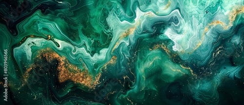 Swirls of emerald green and sapphire blue, blending like marbled ink