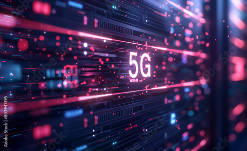 5G Illuminated: Next-Gen Wireless Technology on Dynamic Server Background