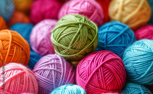 Vibrant Array: A Pile of Colorful Yarn Balls