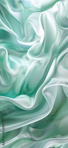 Minty Elegance: Phone Background Featuring Flowing Minimalistic Shapes