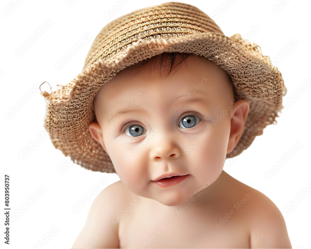 Portrait of a baby with hat on transparent background Portrait of a baby with hat on transparent background