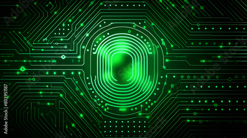 Triangular Biometric Identification System on Green Background Minimalist Security Layout