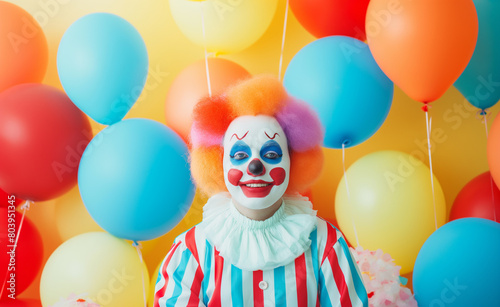 April Fools' Day Celebration: Funny Clown with Festive Balloons © Curioso.Photography