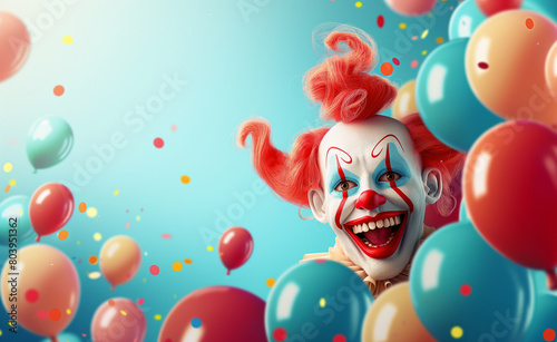 April Fools' Day Celebration: Funny Clown with Festive Balloons