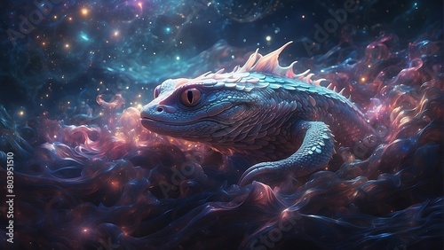 Night Sky fish Dragon Underwater Galaxy fantasy