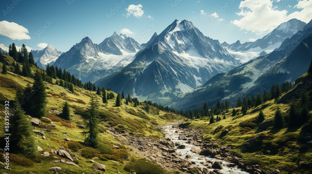 A Magnificent Snowy Mountain Landscape Background