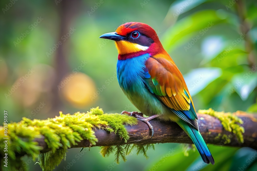 a tiny finch on a branch with leaves on background created with generative AI technology a tiny finch on a branch with leaves on background created with generative AI technology