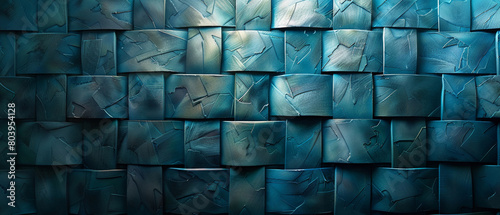 Textured Blue Square Tiles in Abstract Formation