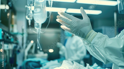 Surgeon Preparing with Sterile Glove Placement photo