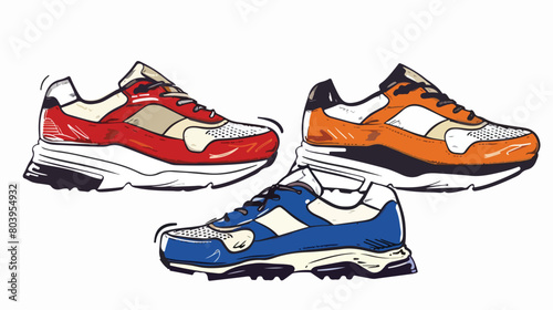 Sport shoes on white background Vector style vector