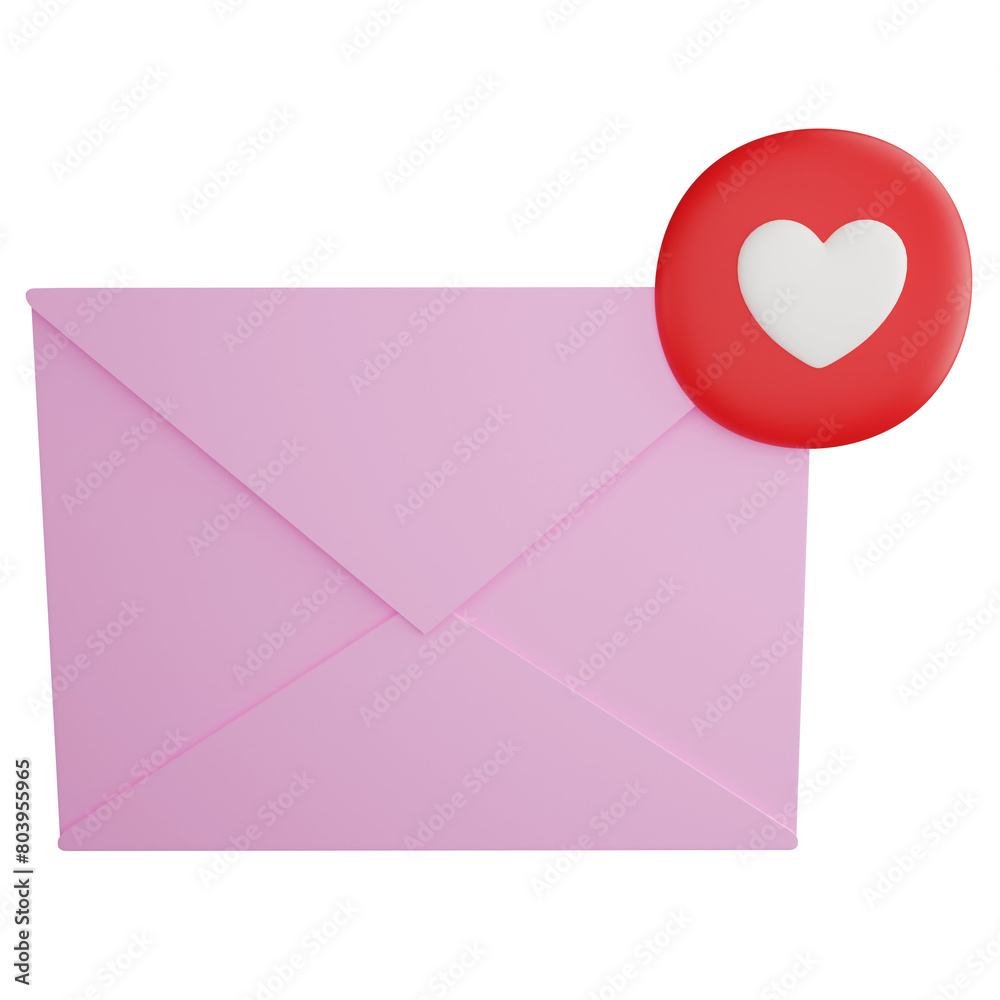 Love letter clipart flat design icon isolated on transparent background, 3D render Valentine concept Love letter clipart flat design icon isolated on transparent background, 3D render Valentine concept
