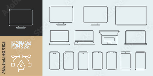 Simple Set of Personal Devices Related Vector Line Icons.