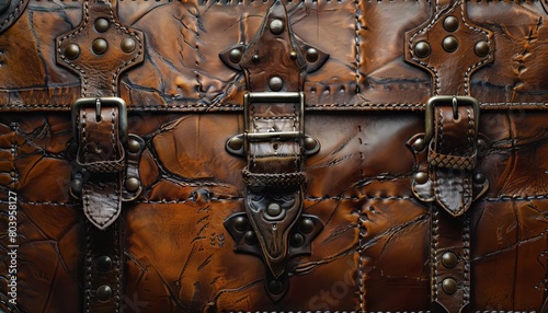 Capture a striking close-up of a leather business suitcase