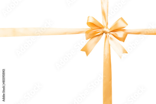 Gold ribbon bow isolated on white background. empty space for design