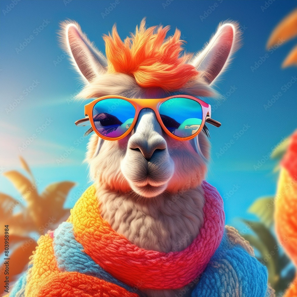 Stylish llama with cool shades