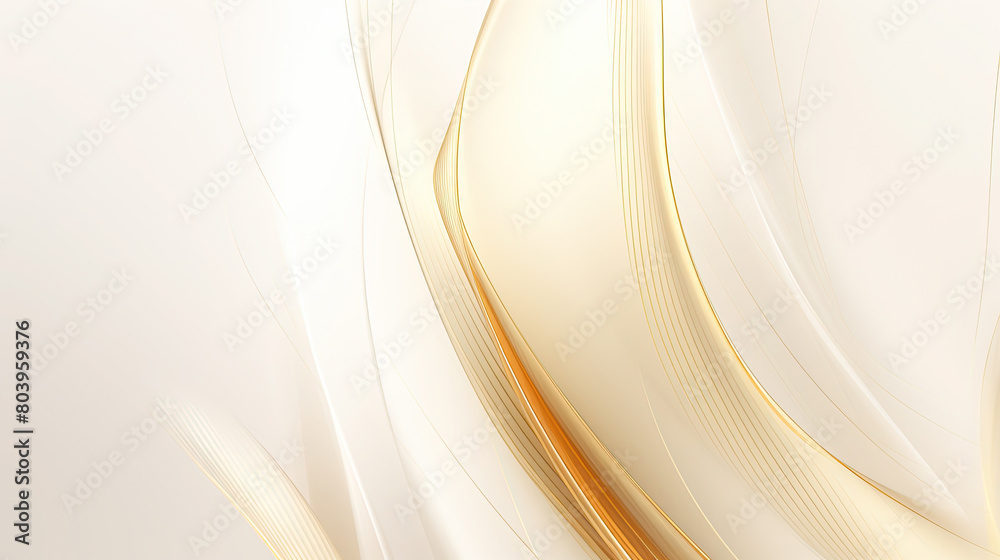 Fototapeta premium Light White Background With Beautiful Gold Wavy Lines
