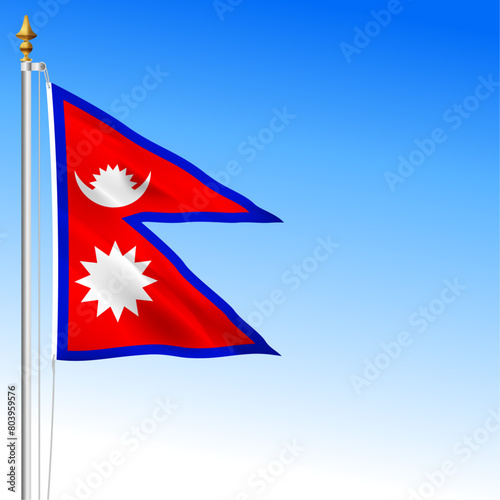 Nepal official national waving flag, asiatic country, vector illustration