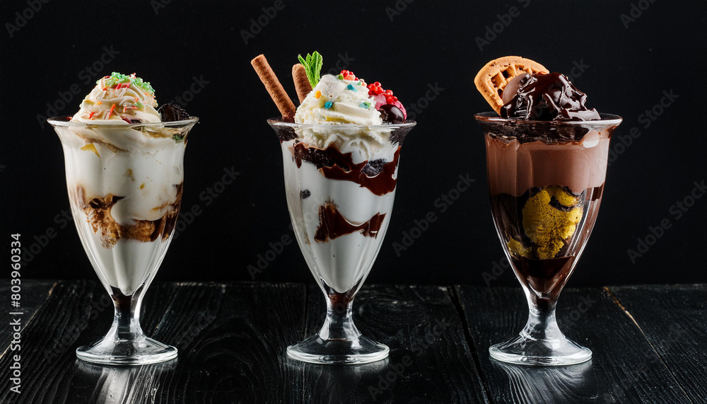 Assorted Sundae Desserts Mockup Template Assorted Sundae Desserts Mockup Template