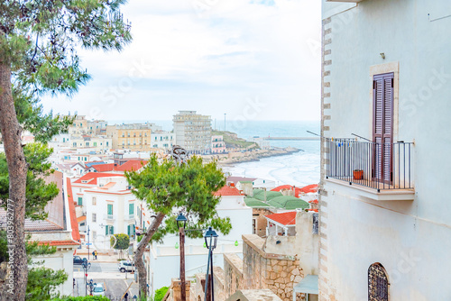 Beautiful old town of Vieste, Gargano peninsula, Apulia region, South of Italy. City sapce