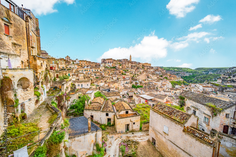 View of the ancient town of Matera, Sassi di Matera in Basilicata, southern Italy