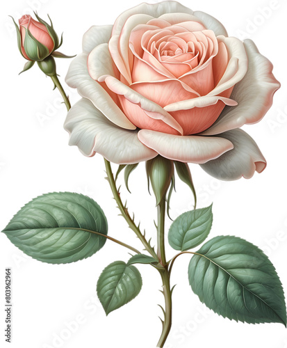 Vibrant flowers are rendered in the style of a vintage botanical illustration. photo
