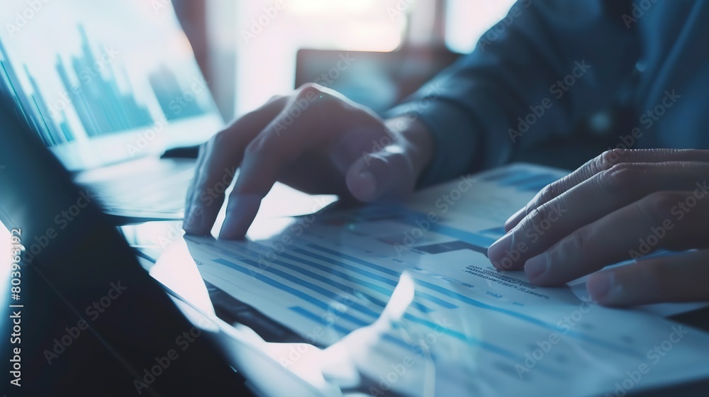 Close-up of a financial analyst calculating the return on investment for a solar farm project, using charts and data analysis. Close-up of a financial analyst calculating the return on investment for a solar farm project, using charts and data analysis.