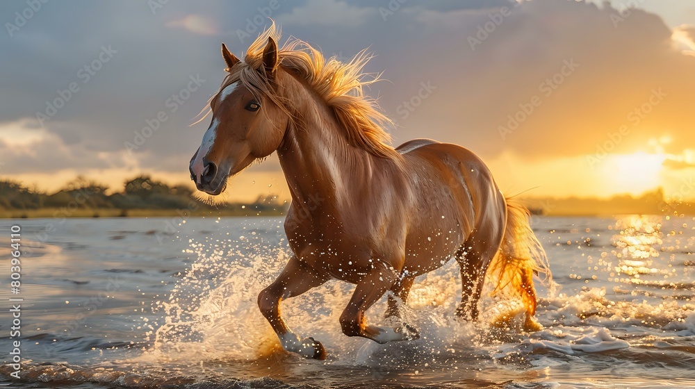 Strength and Beauty: Majestic Chestnut Horse Galloping Strength and Beauty: Majestic Chestnut Horse Galloping