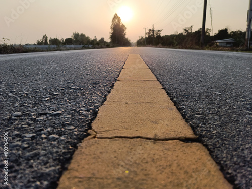 Wallpaper Mural Yellow lines on paved road Torontodigital.ca