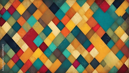 colorful theme vintage striped diagonal lines and blocks pattern abstract background from Generative AI