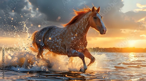 Freedom and Strength  Galloping Horse on Beach