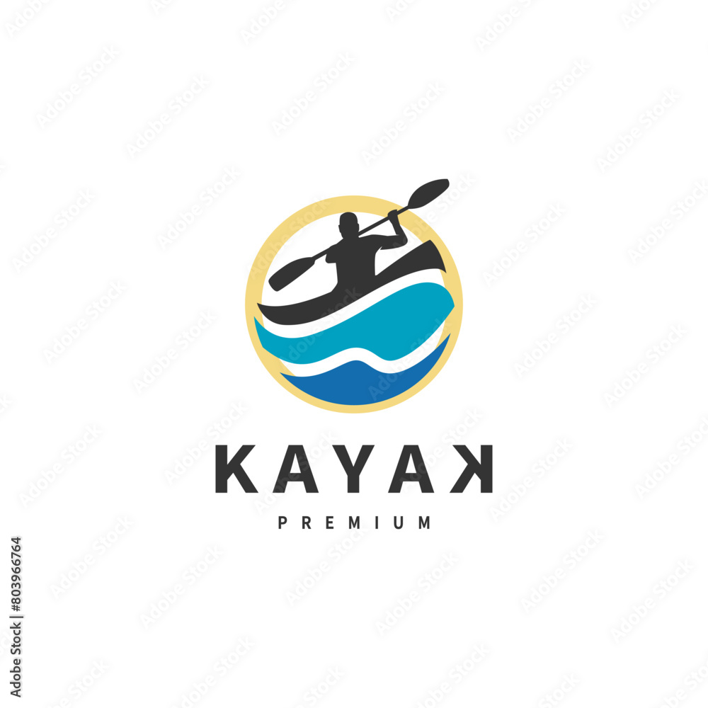 Kayak boat logo design illustration
