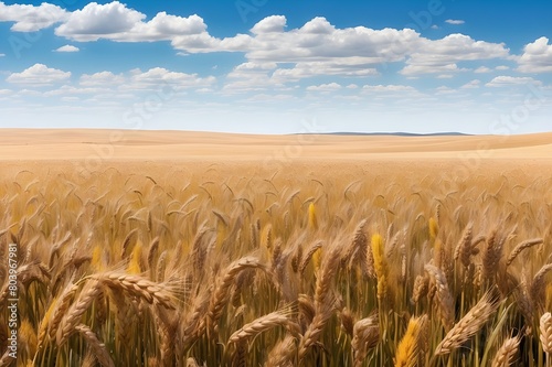 Golden Wheat Fields A Summer Landscape of Agriculture and Cereal Crops, Countryside Beauty Rolling Fields of Barley and Wheat under a Summer Sky, Agricultural Landscape Yellow and Green Fields of Whea photo