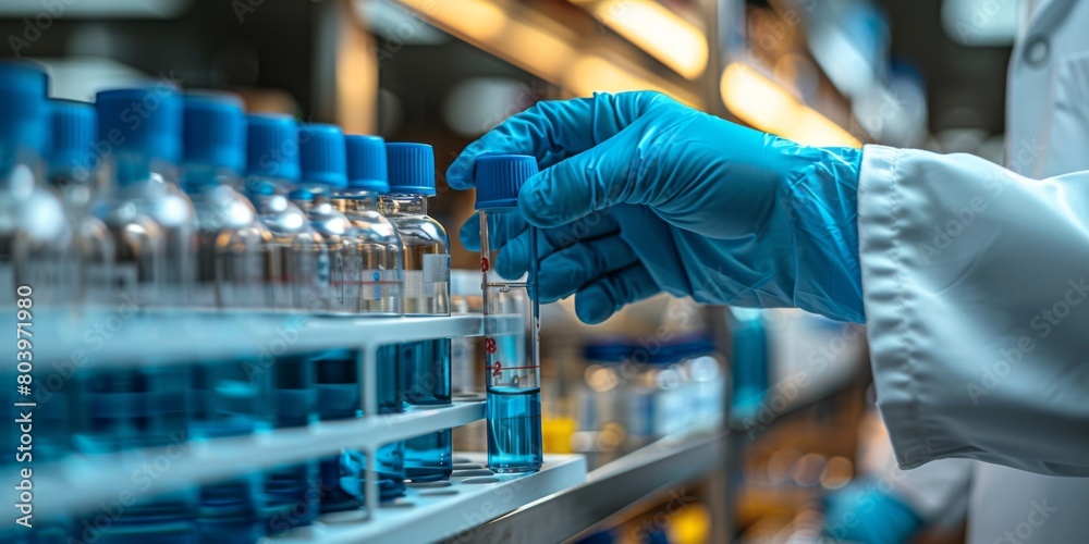 Scientist conducting a liquid experiment in a laboratory Scientist conducting a liquid experiment in a laboratory