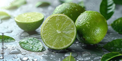 Fresh, juicy lime slices offer refreshing bursts of vitamin-rich flavor on a clean backdrop.