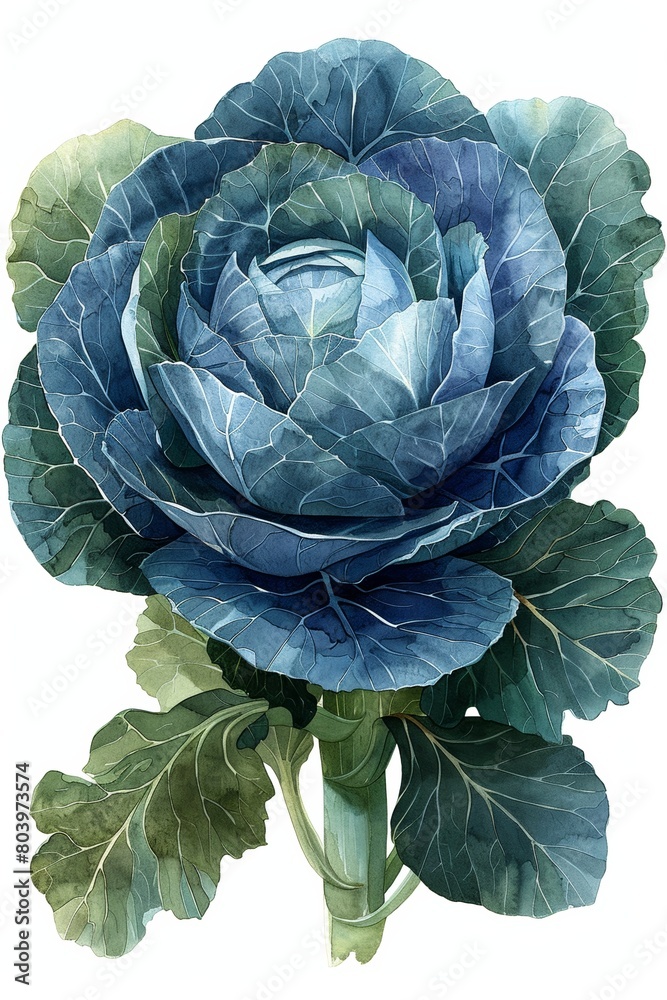 Obraz premium An ornamental cabbage, with vibrant purple foliage, adding beauty to gardens.