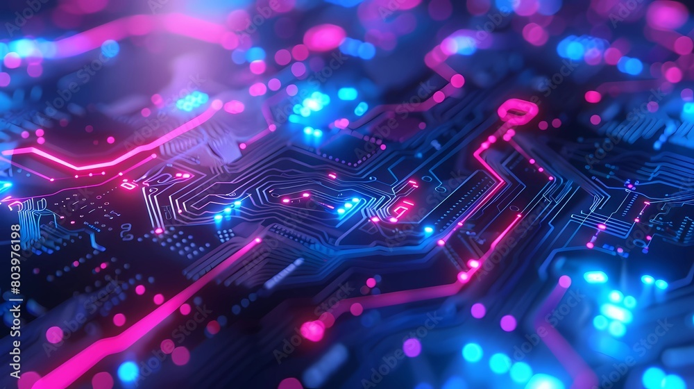 Blue and purple circuit technology background Blue and purple circuit technology background