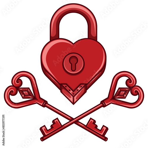 Heart shaped padlock and keys