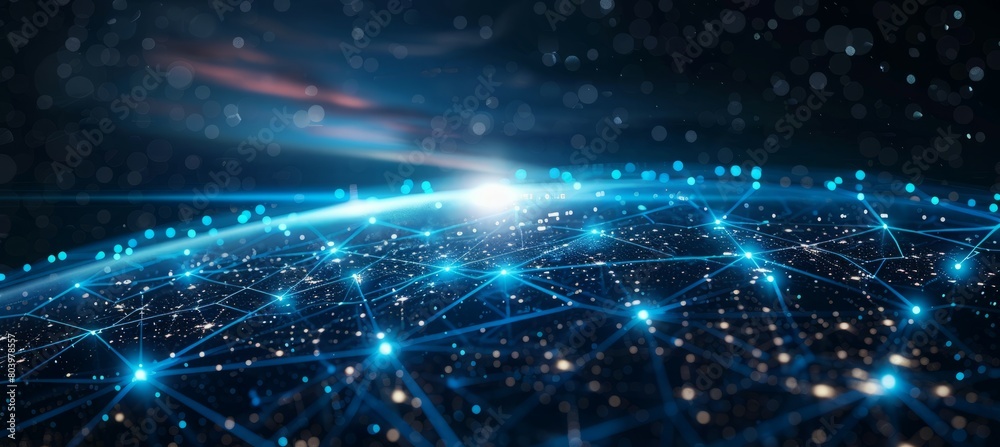 Obraz premium Global network. Digital wireless communication world. Generative AI technology. 