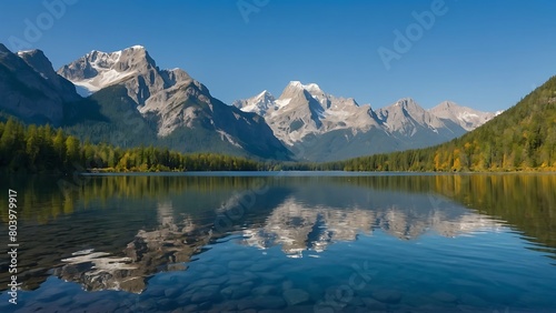 park state  Mountain Serenity Reflective Lake Vista © Dove