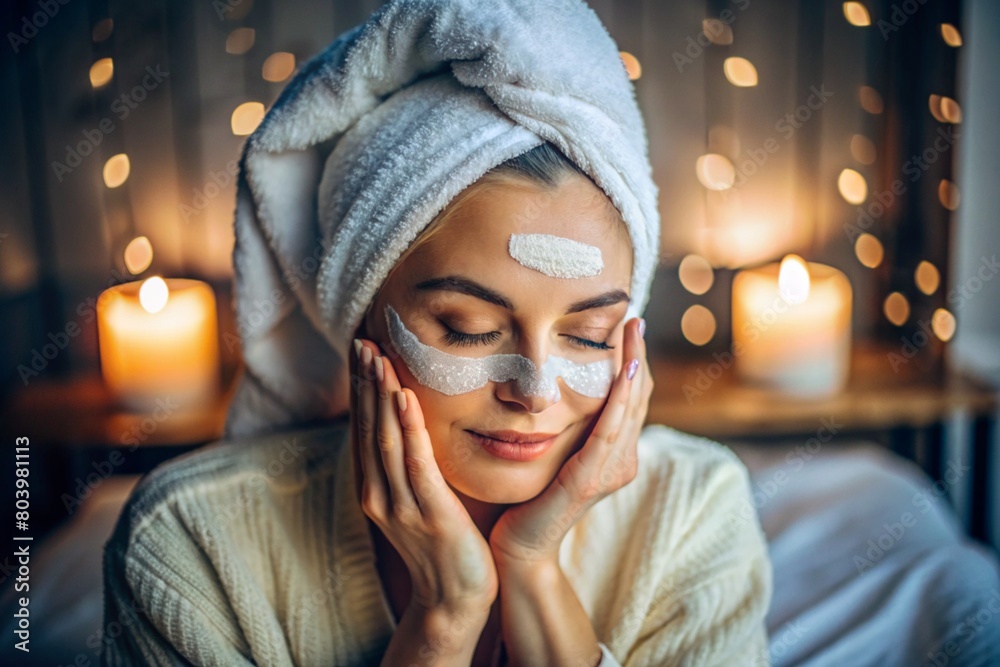 Beauty Sleep and Overnight Skincare: A portrait of a person applying overnight skincare treatments before bedtime, harnessing the skin's natural repair processes during sleep for maximum effectiveness Beauty Sleep and Overnight Skincare: A portrait of a person applying overnight skincare treatments before bedtime, harnessing the skin's natural repair processes during sleep for maximum effectiveness