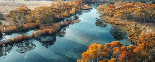 Aerial drone view of the colours and textures of Lake Dimboola photo