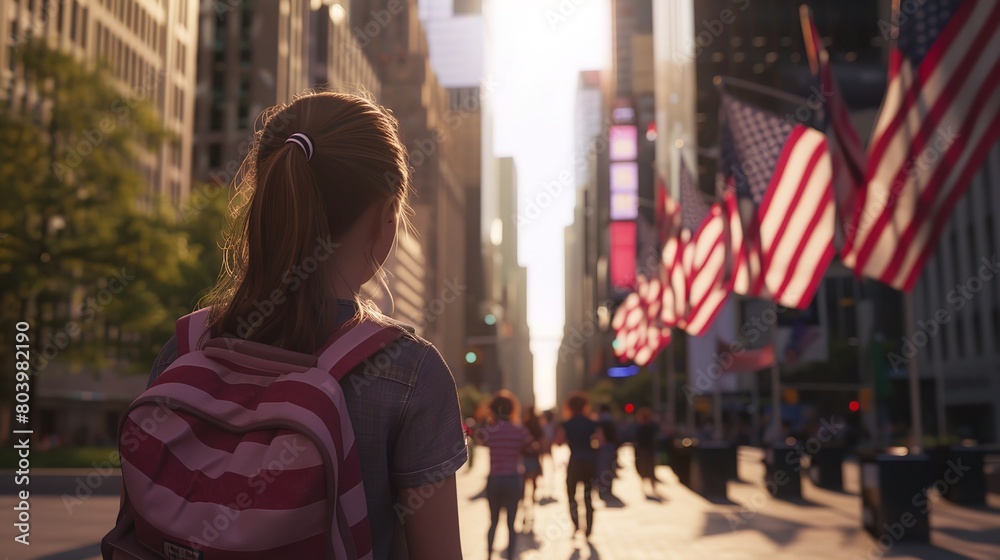 American Girl Memorial Day with City Background
American Girl Memorial Day with City Background