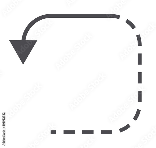 A gray circular arrow with a dashed line, indicating redirection or continuation, suitable for templates and design elements