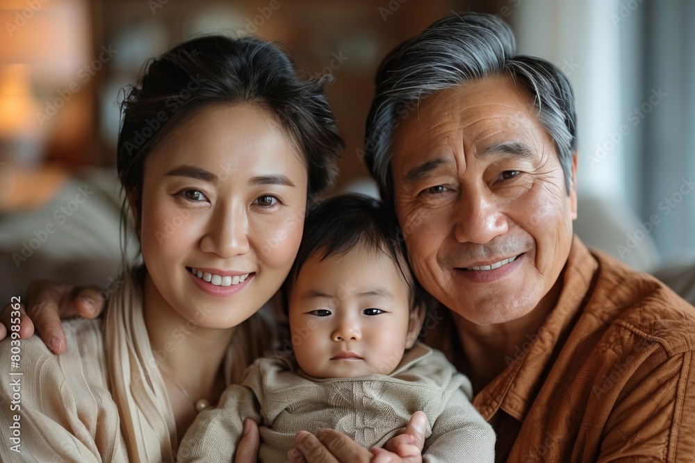 Portrait of a happy Asian family with a child Portrait of a happy Asian family with a child
